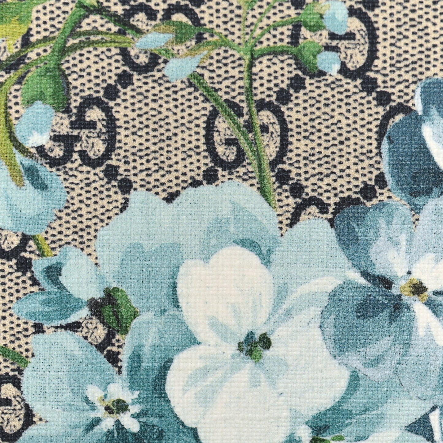 GG Supreme Monogram Blooms Bi-Fold Wallet Beige Blue Navy