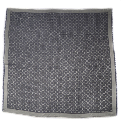 Louis Vuitton Silk Wool Monogram Denim Shawl Blue 6 of 35