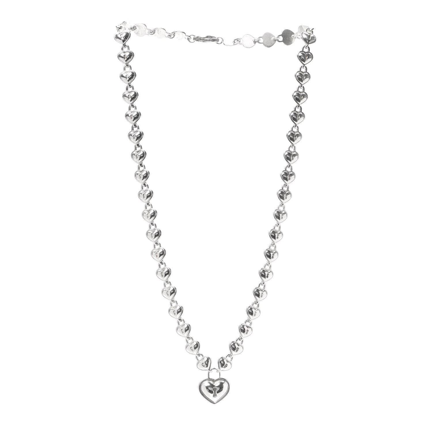 Tiffany Sterling Silver Padlock Heart Link Necklace 3 of 6