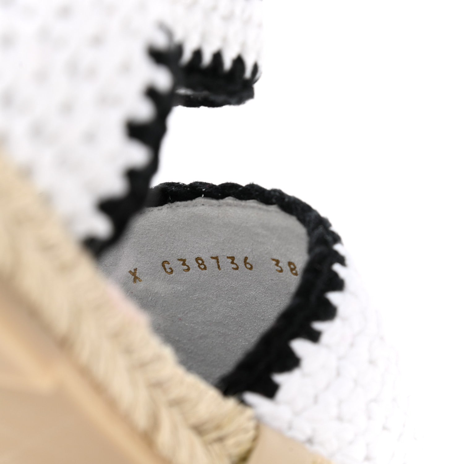 Chanel Braided Knit Cap Toe CC Ankle Strap Espadrilles 38 White Black 8 of 9
