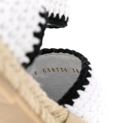 Chanel Braided Knit Cap Toe CC Ankle Strap Espadrilles 38 White Black 8 of 9
