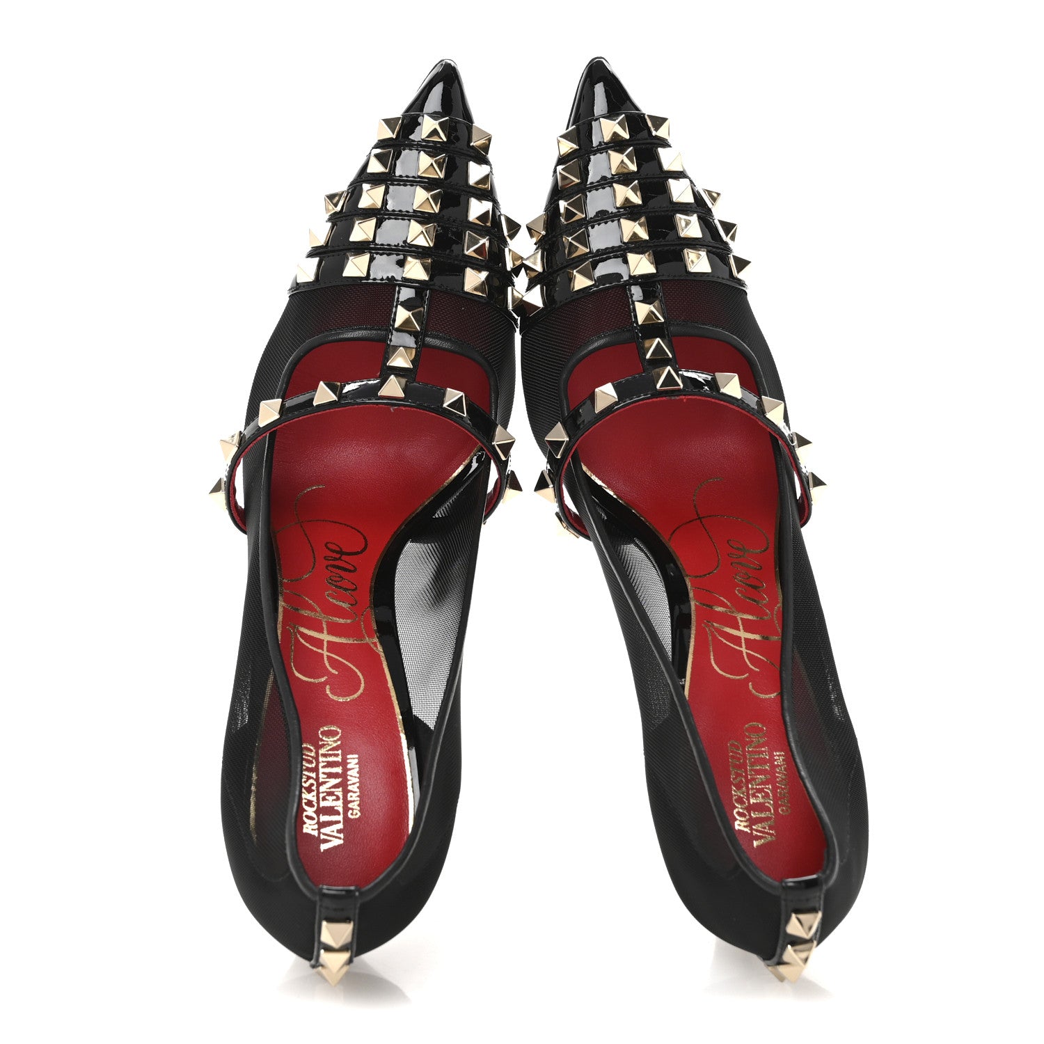 Valentino Garavani Mesh Patent Rockstud Alcove 100mm Pumps 39.5 Black 2 of 9
