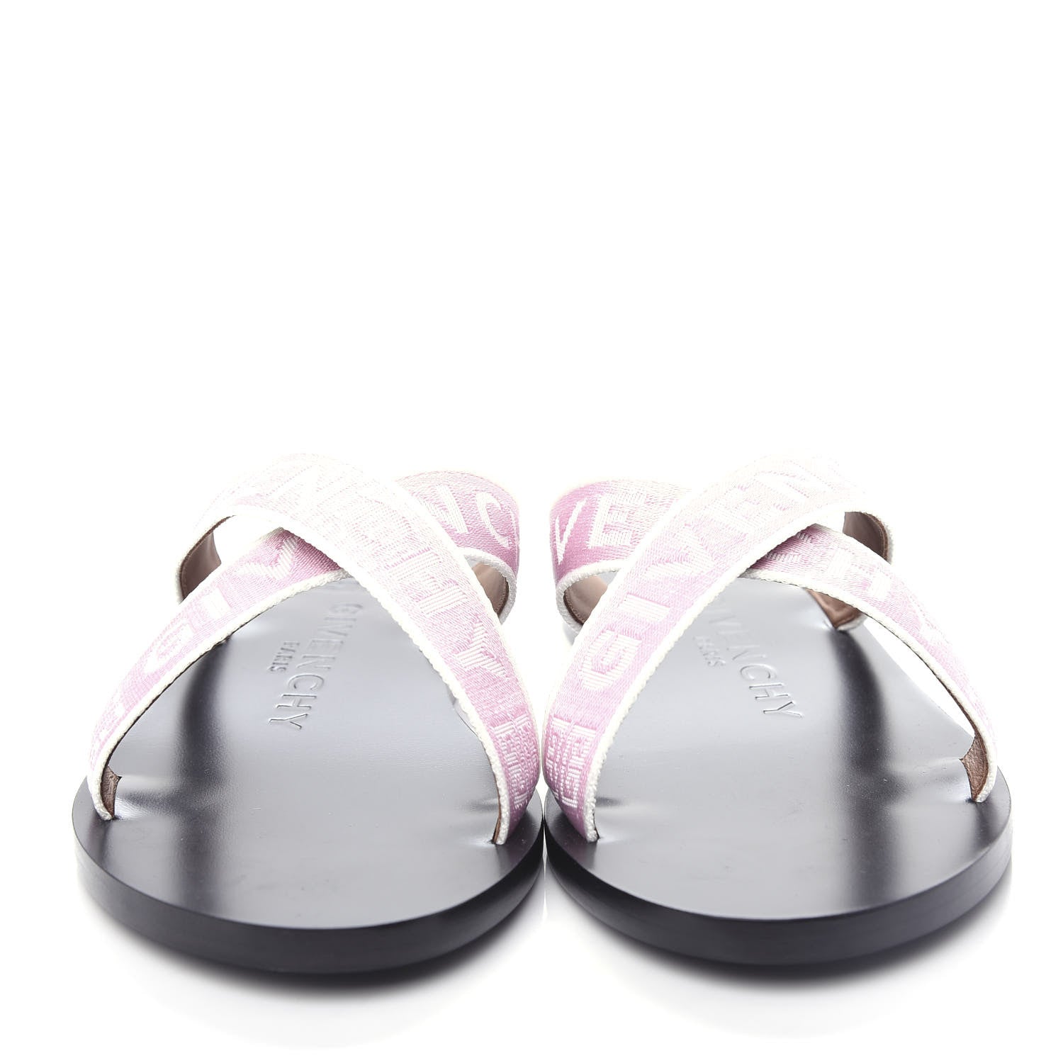 Givenchy Grosgrain Cross Logo Ankle Strap Sandals 37.5 Pink White 5 of 11