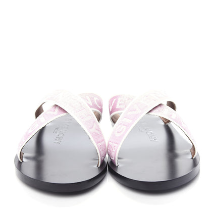 Givenchy Grosgrain Cross Logo Ankle Strap Sandals 37.5 Pink White 5 of 11