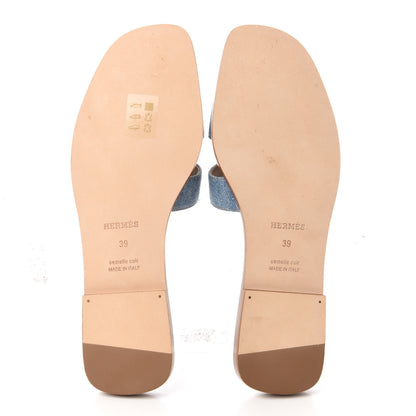 Hermes Denim Canvas Oran Sandals 39 Bleu Clair 5 of 9