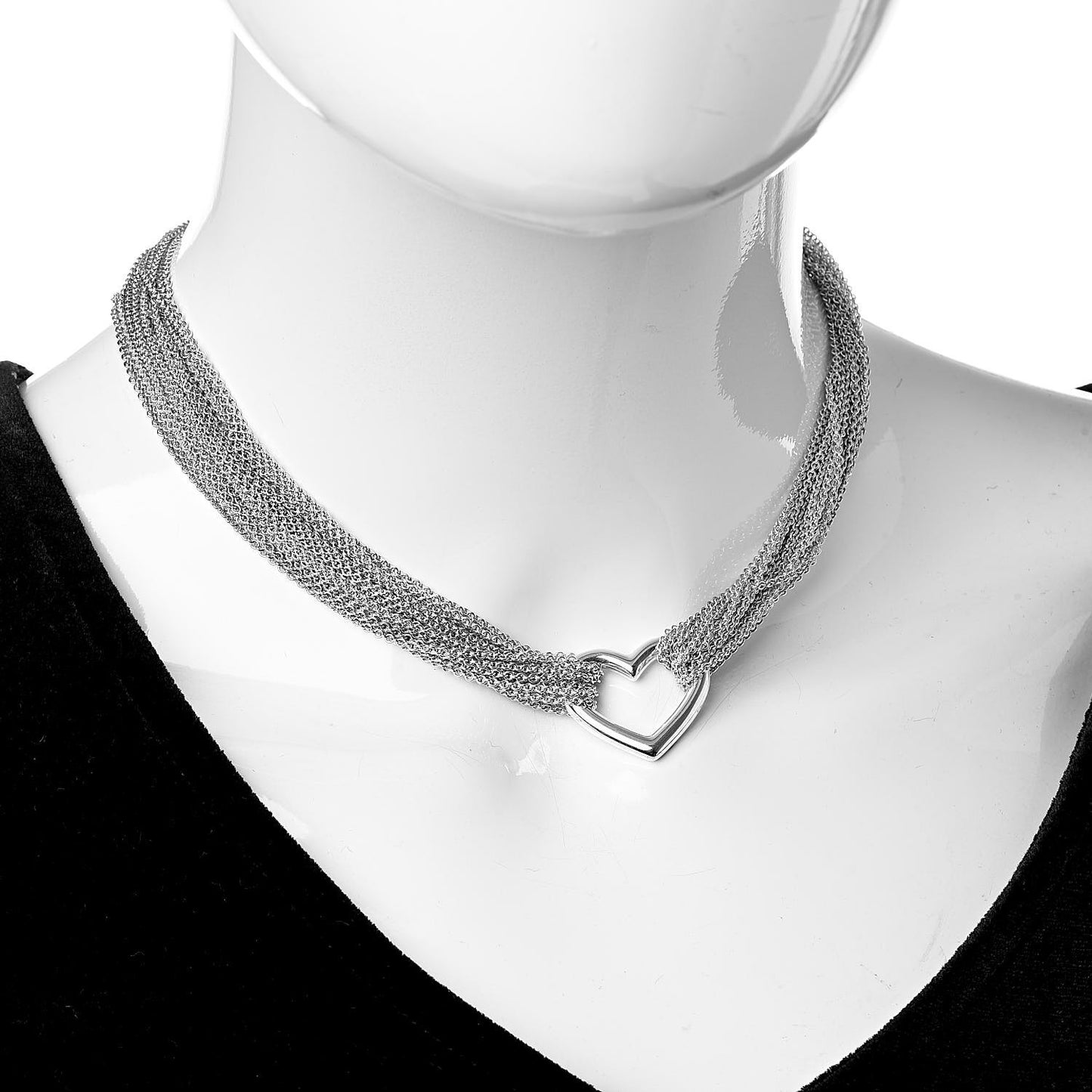 Sterling Silver Heart Multi Chain Toggle Necklace