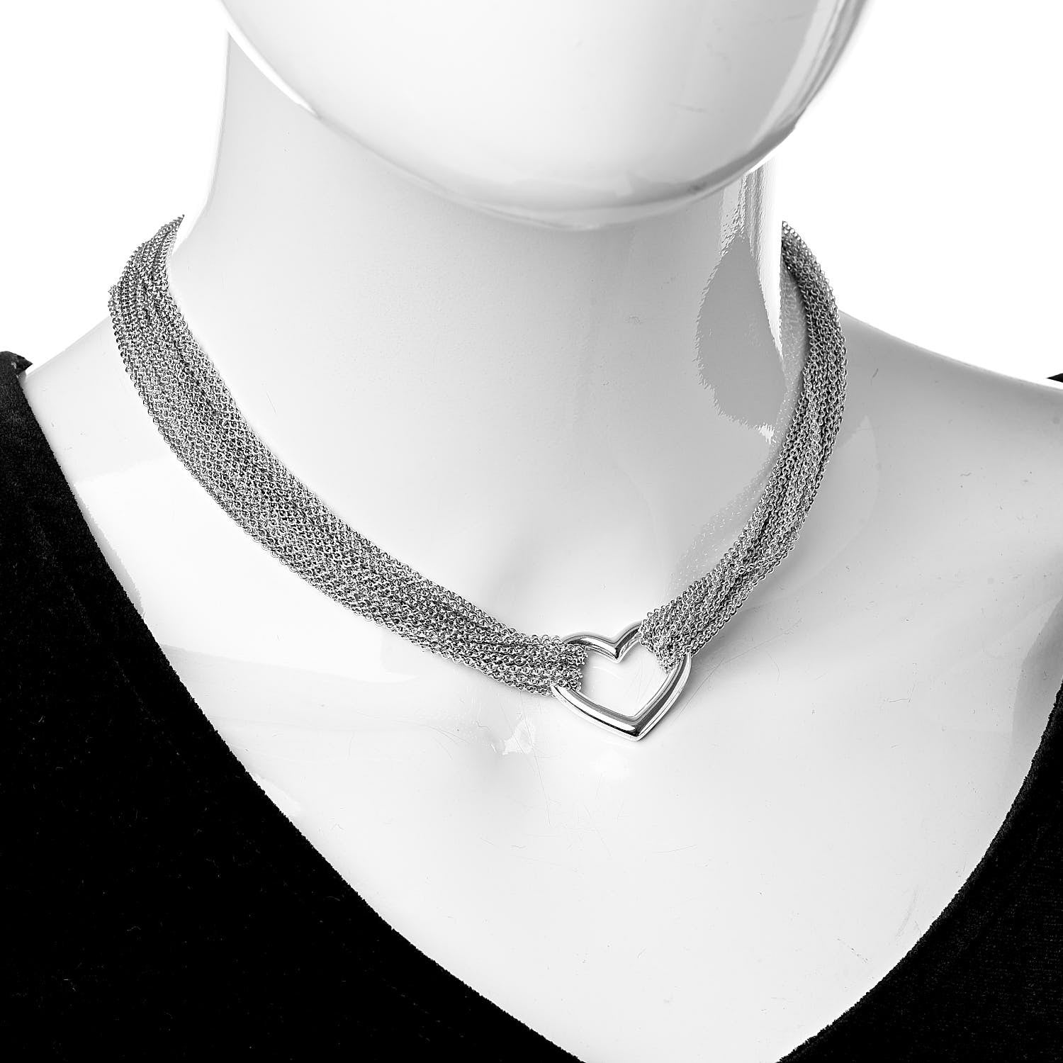 Tiffany Sterling Silver Heart Multi Chain Toggle Necklace 2 of 5