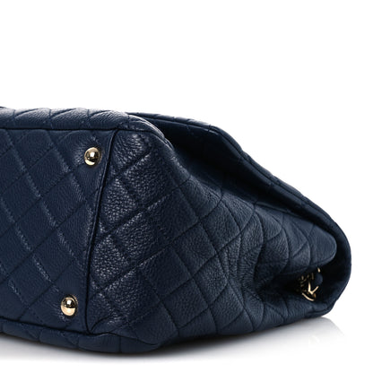 Chanel Metallized Calfskin Quilted XXL Travel Flap Bag Navy 12 of 13