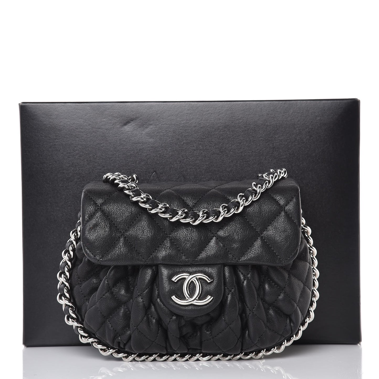 Washed Lambskin Mini Chain Around Messenger Black