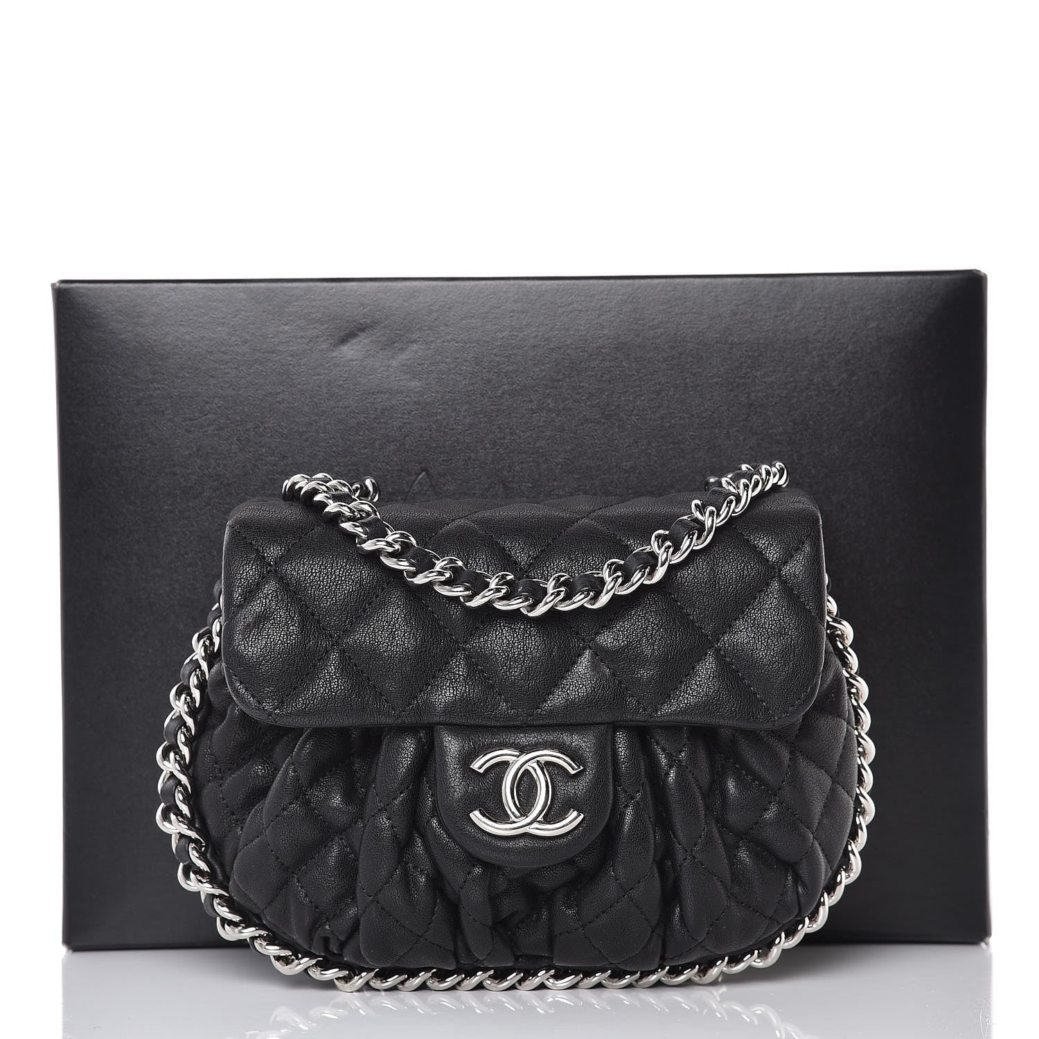 Chanel Washed Lambskin Mini Chain Around Messenger Black 10 of 10