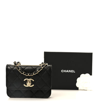 Chanel Lambskin Quilted Trendy CC Card Holder On Chain Black 12 of 12