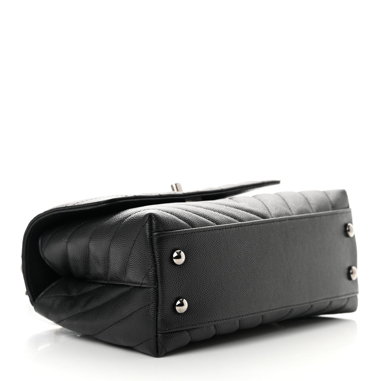 Chanel Caviar Chevron Quilted Mini Coco Handle Flap Black 3 of 11