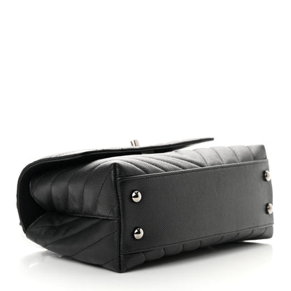 Chanel Caviar Chevron Quilted Mini Coco Handle Flap Black 3 of 11