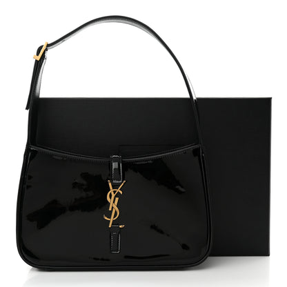 Saint Laurent Patent Calfskin Le 5 A 7 Hobo Black 15 of 15