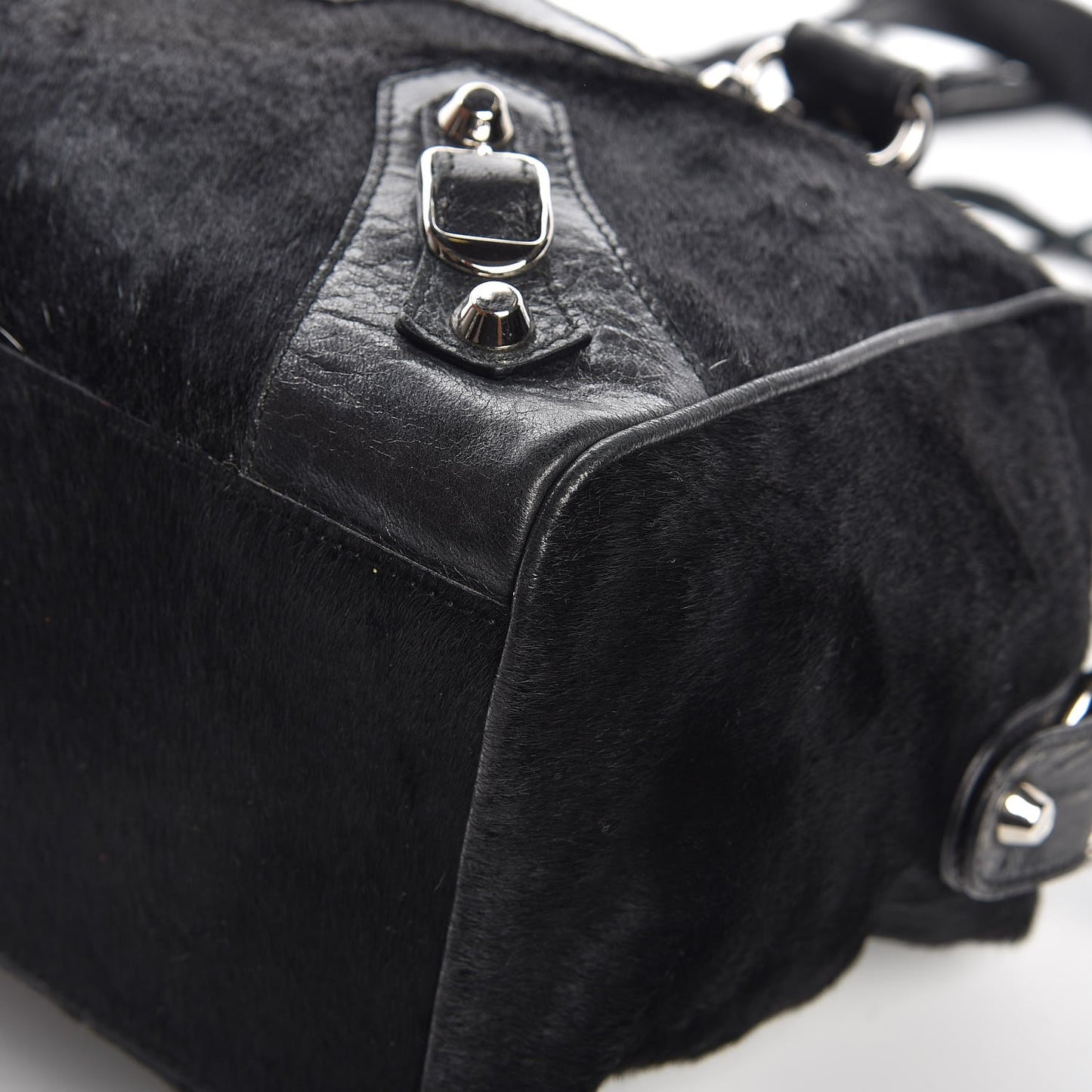 Chevre Pony Hair Classic Hardware Box Bag Black