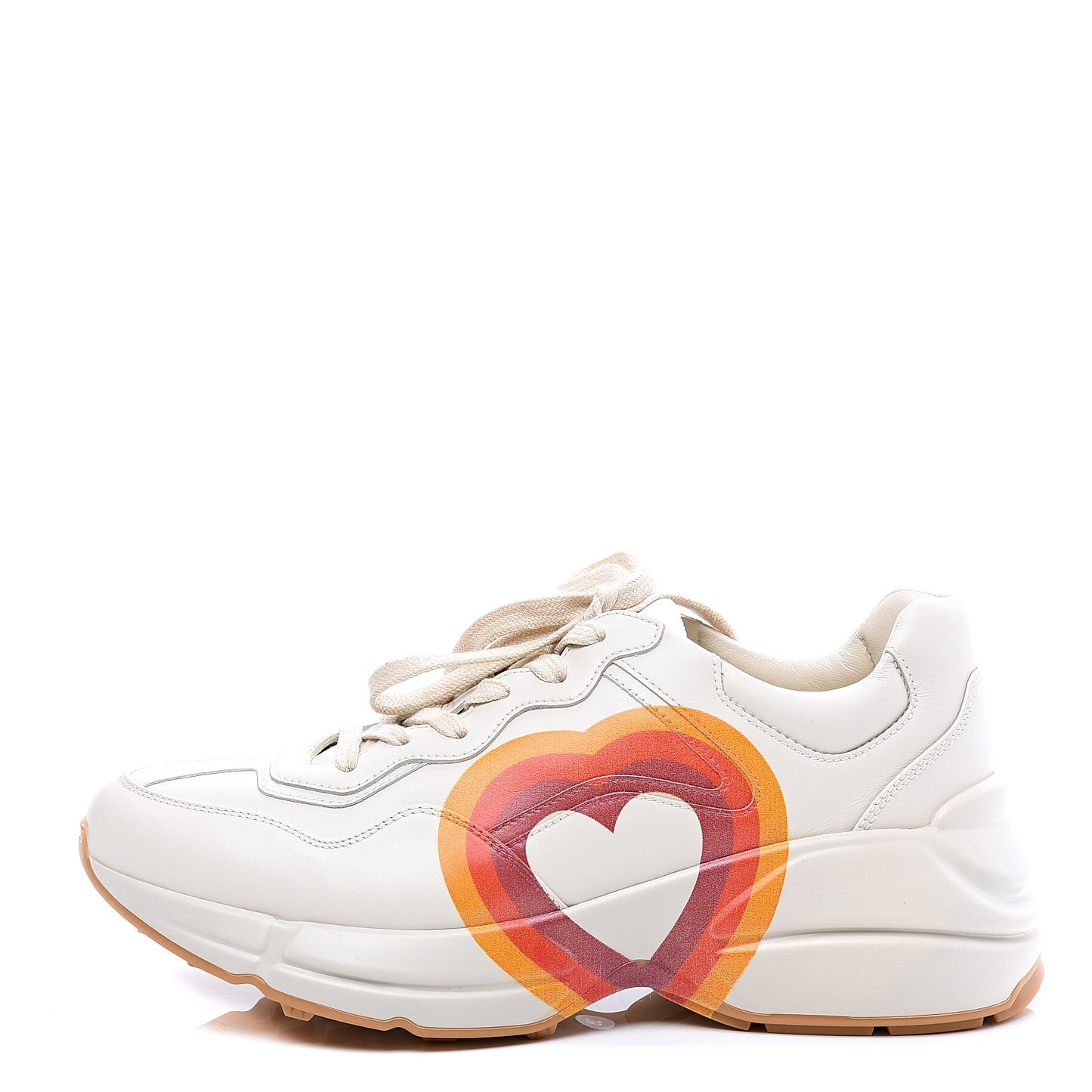 Calfskin Interlocking G Heart Womens Rhyton Sneakers 38 Mystic White