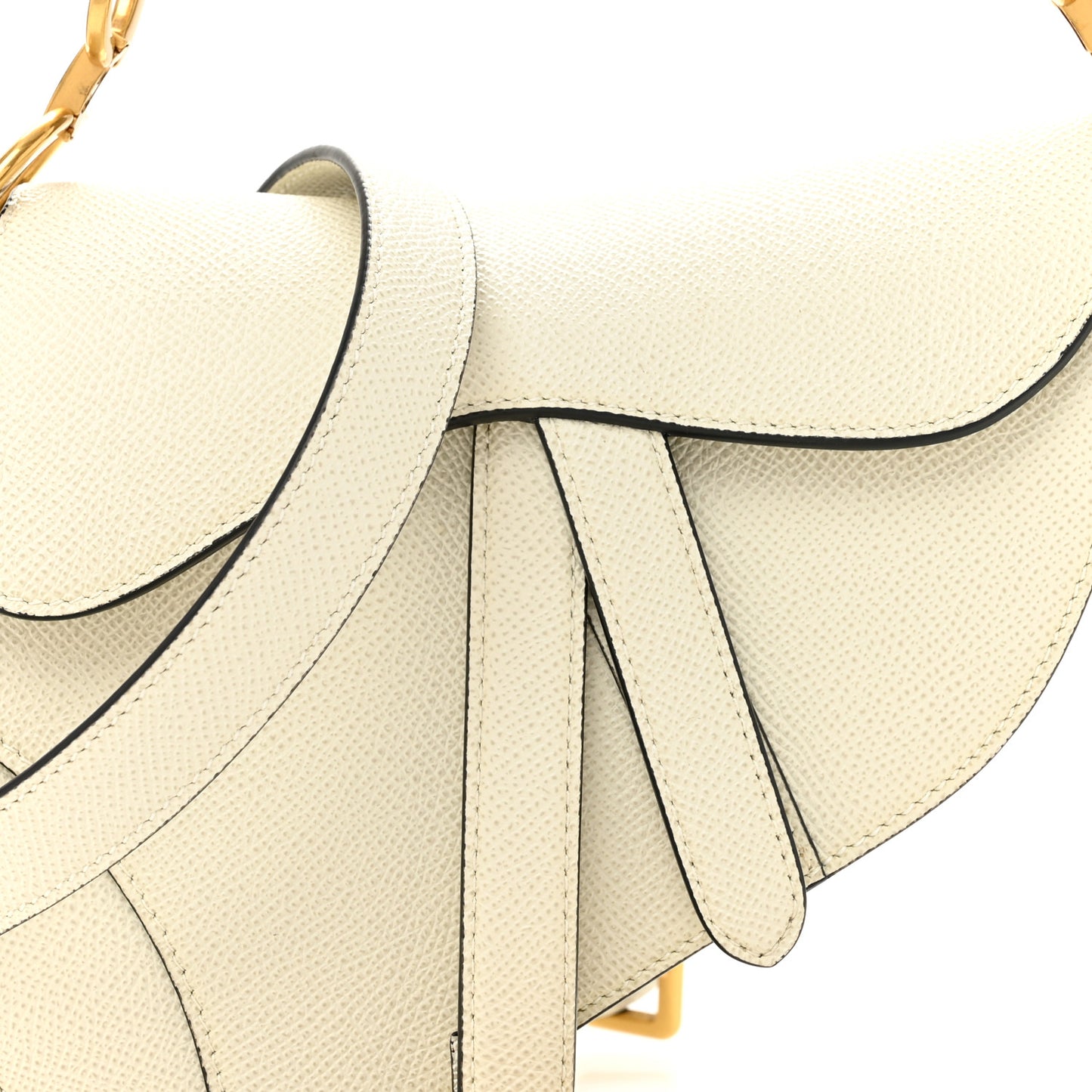 Grained Calfskin Mini Saddle Bag With Strap Latte