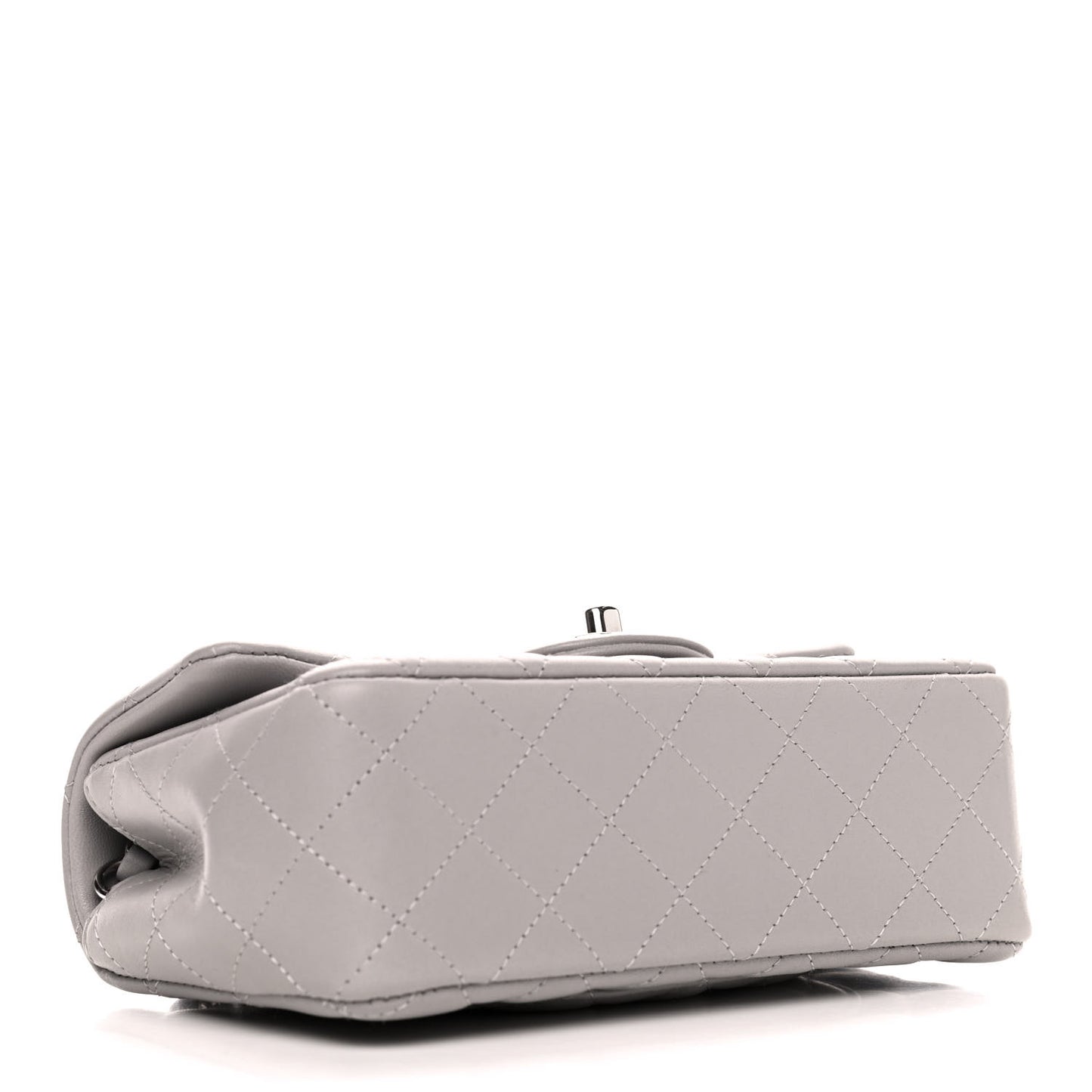 Lambskin Quilted Mini Rectangular Flap Grey