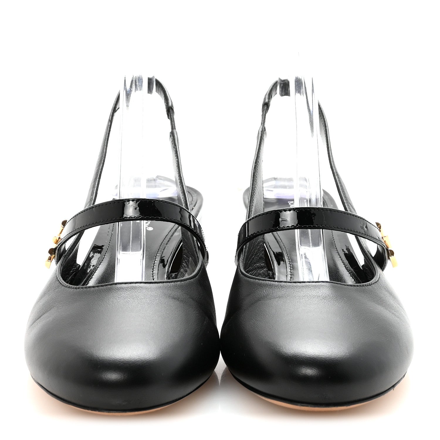 Louis Vuitton Lambskin Patent Romy Slingback Pumps 38 Black 3 of 9