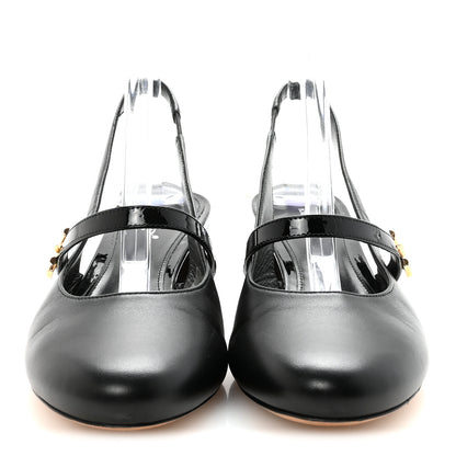 Louis Vuitton Lambskin Patent Romy Slingback Pumps 38 Black 3 of 9