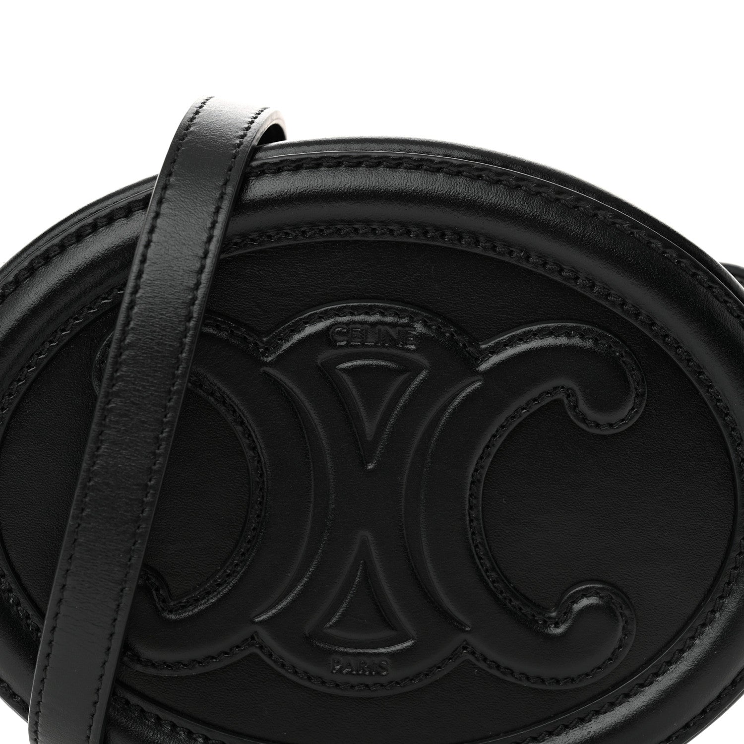 Celine Smooth Calfskin Cuir Triomphe Oval Bag Black 7 of 12