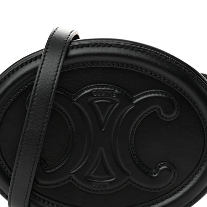 Celine Smooth Calfskin Cuir Triomphe Oval Bag Black 7 of 12