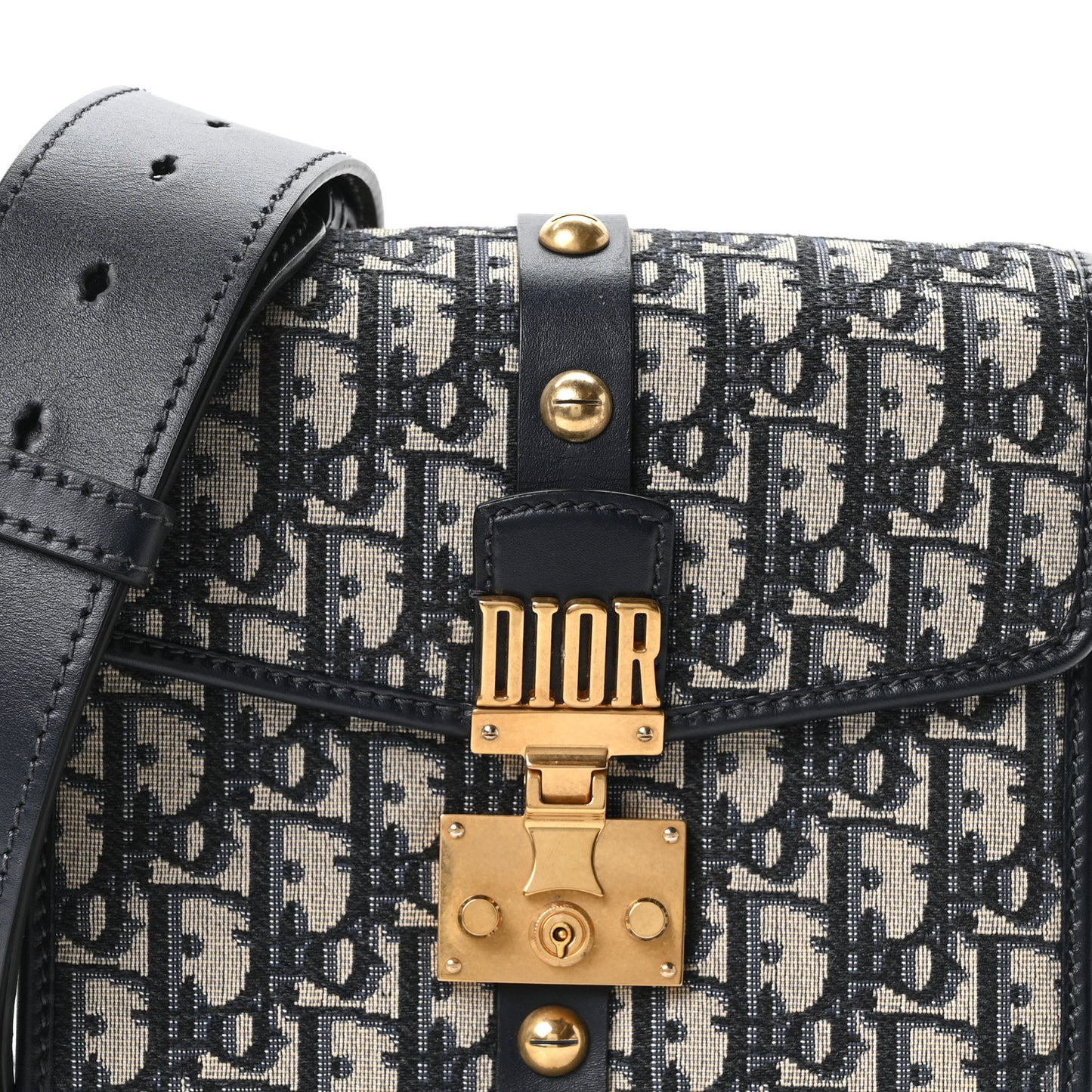 Oblique Square DiorAddict Flap Navy Blue