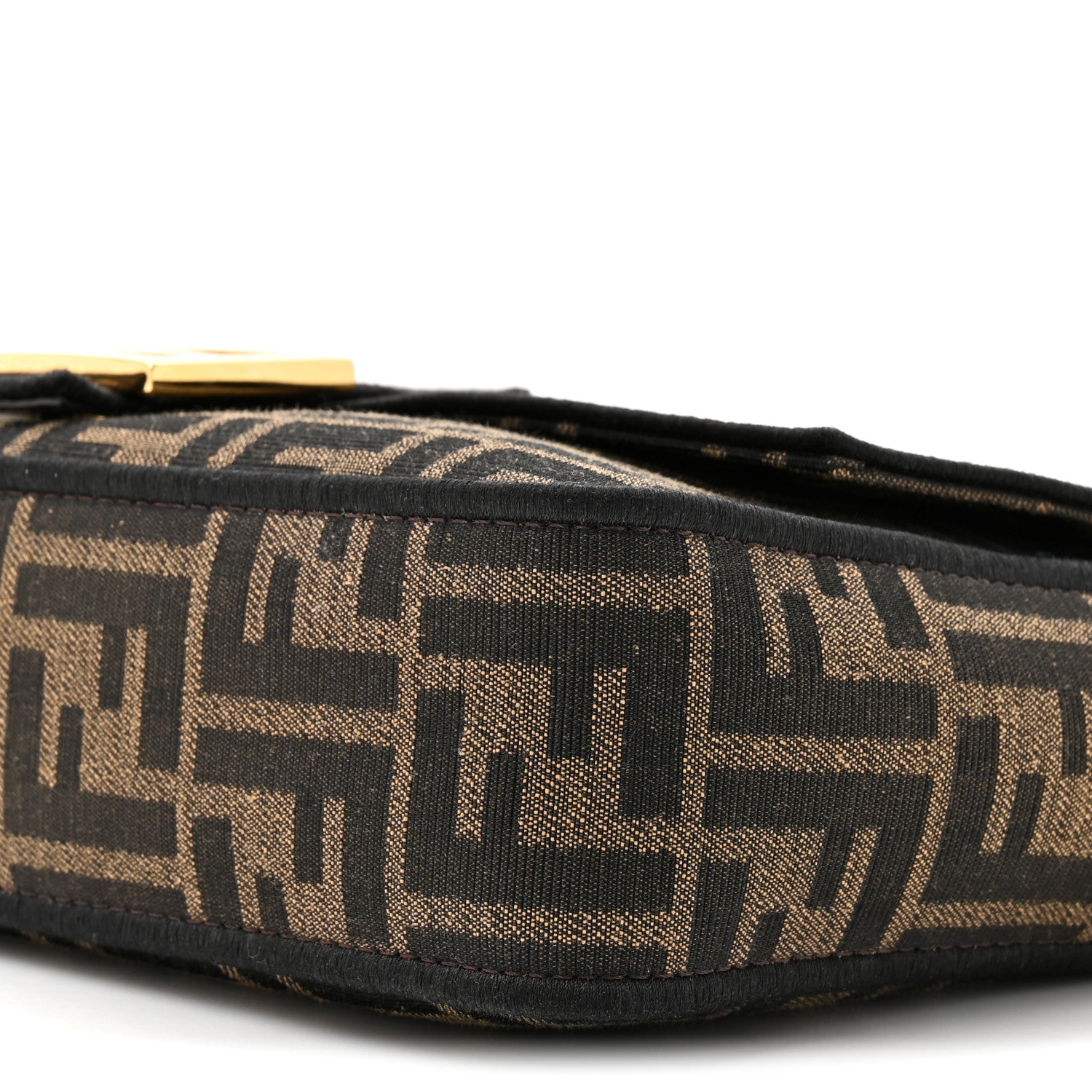 Fendi Fabric Jacquard FF 1974 Medium Baguette Tobacco Moro Black 10 of 10