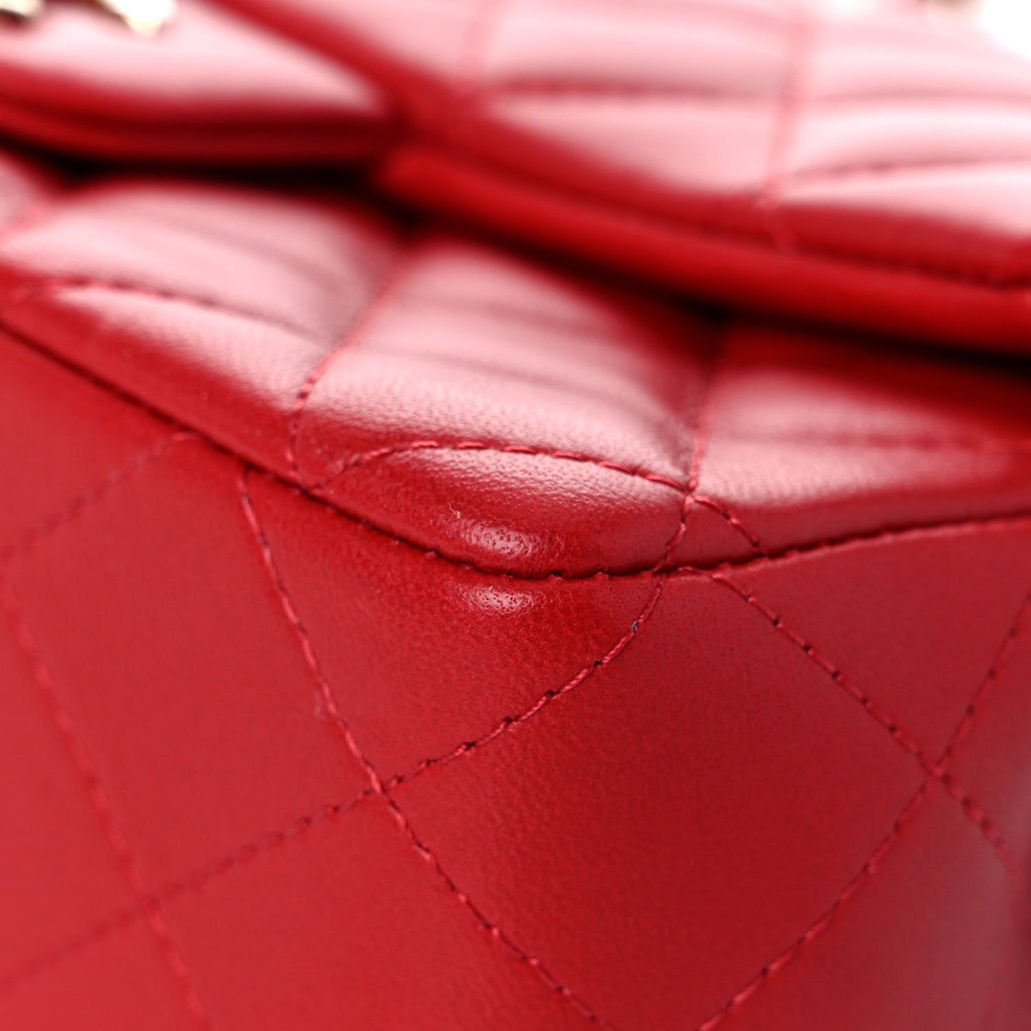 Chanel Lambskin Quilted Mini Rectangular Flap Red 9 of 12
