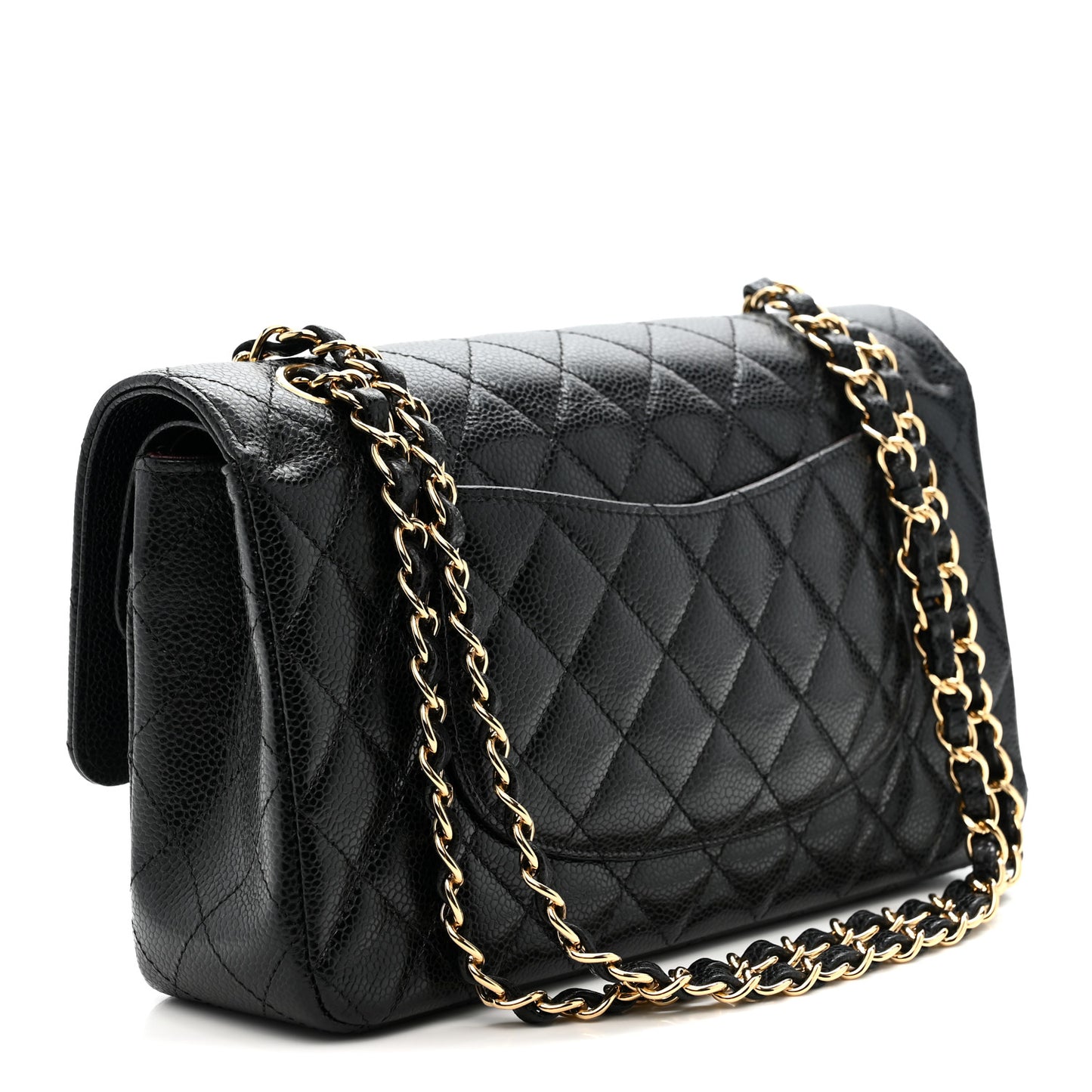 Caviar Quilted Medium Double Flap Black