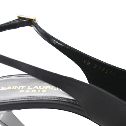 Saint Laurent Crepe Satin Feathered Blanco Sandals 39 Black 9 of 9