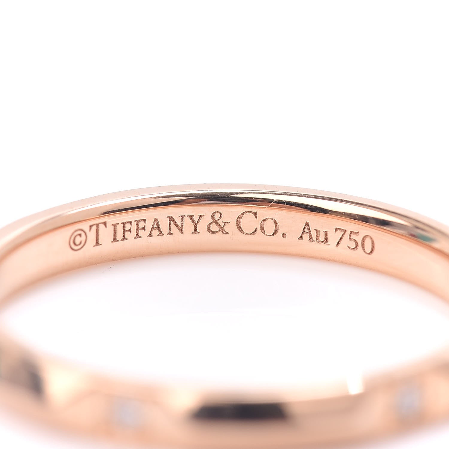 Tiffany 18K Rose Gold Diamond 2.5mm True Ring 61 9.5 4 of 5