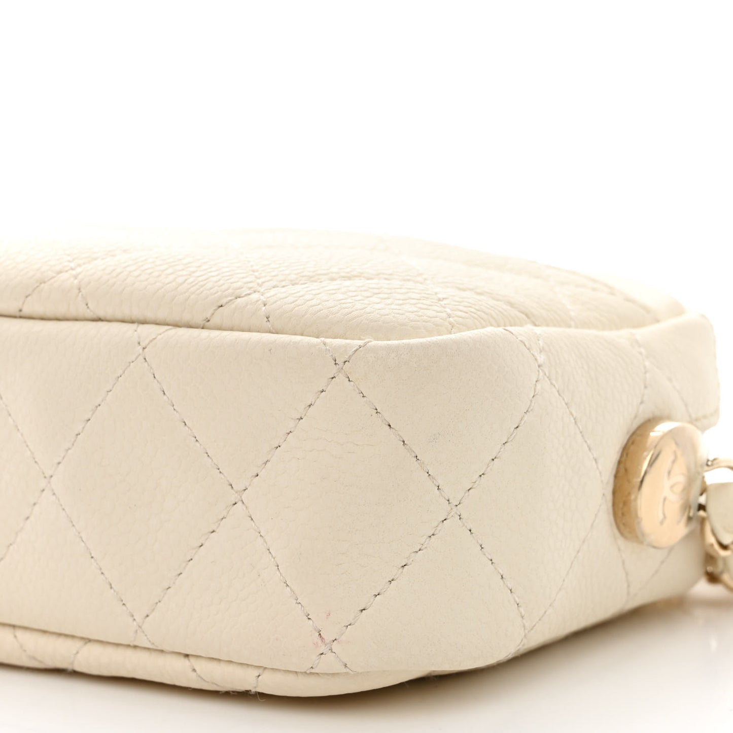 Caviar Quilted Mini Coco Tassel Camera Case White
