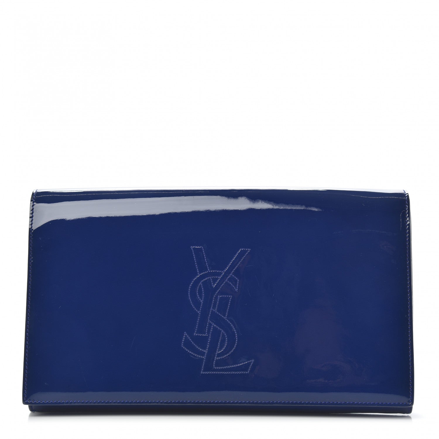 Saint Laurent Patent Calfskin Monogram Large Belle De Jour Clutch Royal Blue 1 of 11
