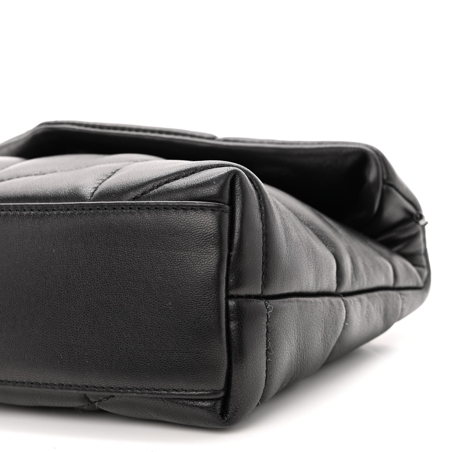 Saint Laurent Lambskin Quilted Toy Loulou Puffer Monogram Chain Satchel Black 9 of 9
