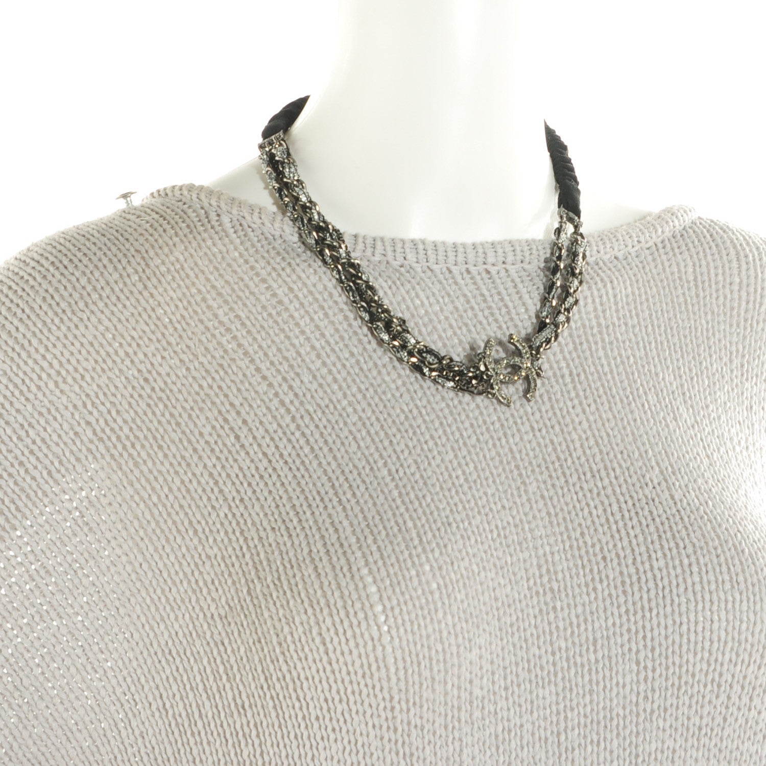 Chanel Tweed Chain CC Head Band Black 2 of 6