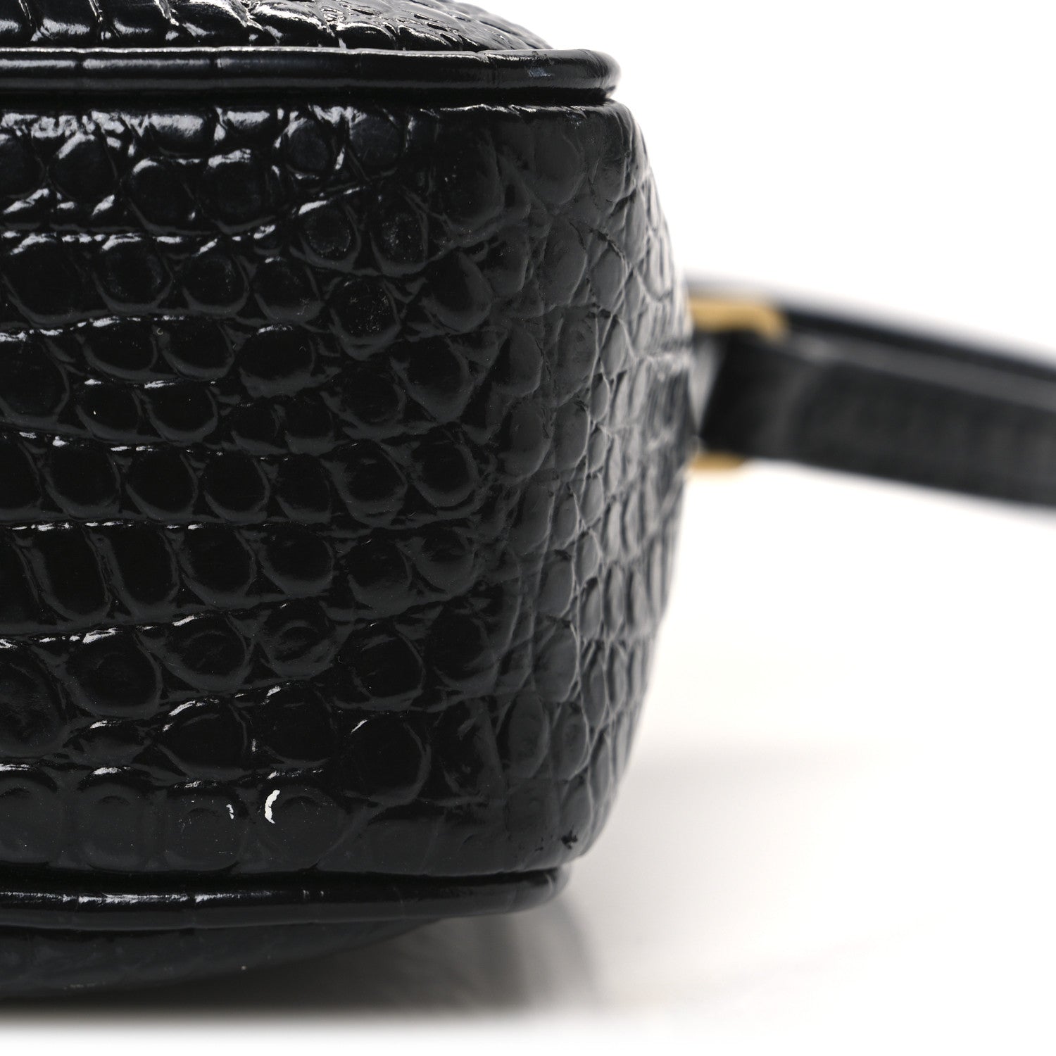 Saint Laurent Patent Calfskin Crocodile Embossed Monogram Lou Camera Bag Black 12 of 13