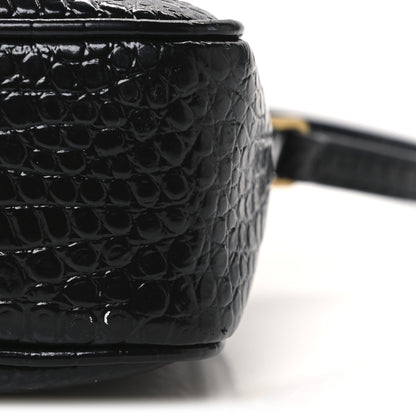 Saint Laurent Patent Calfskin Crocodile Embossed Monogram Lou Camera Bag Black 12 of 13