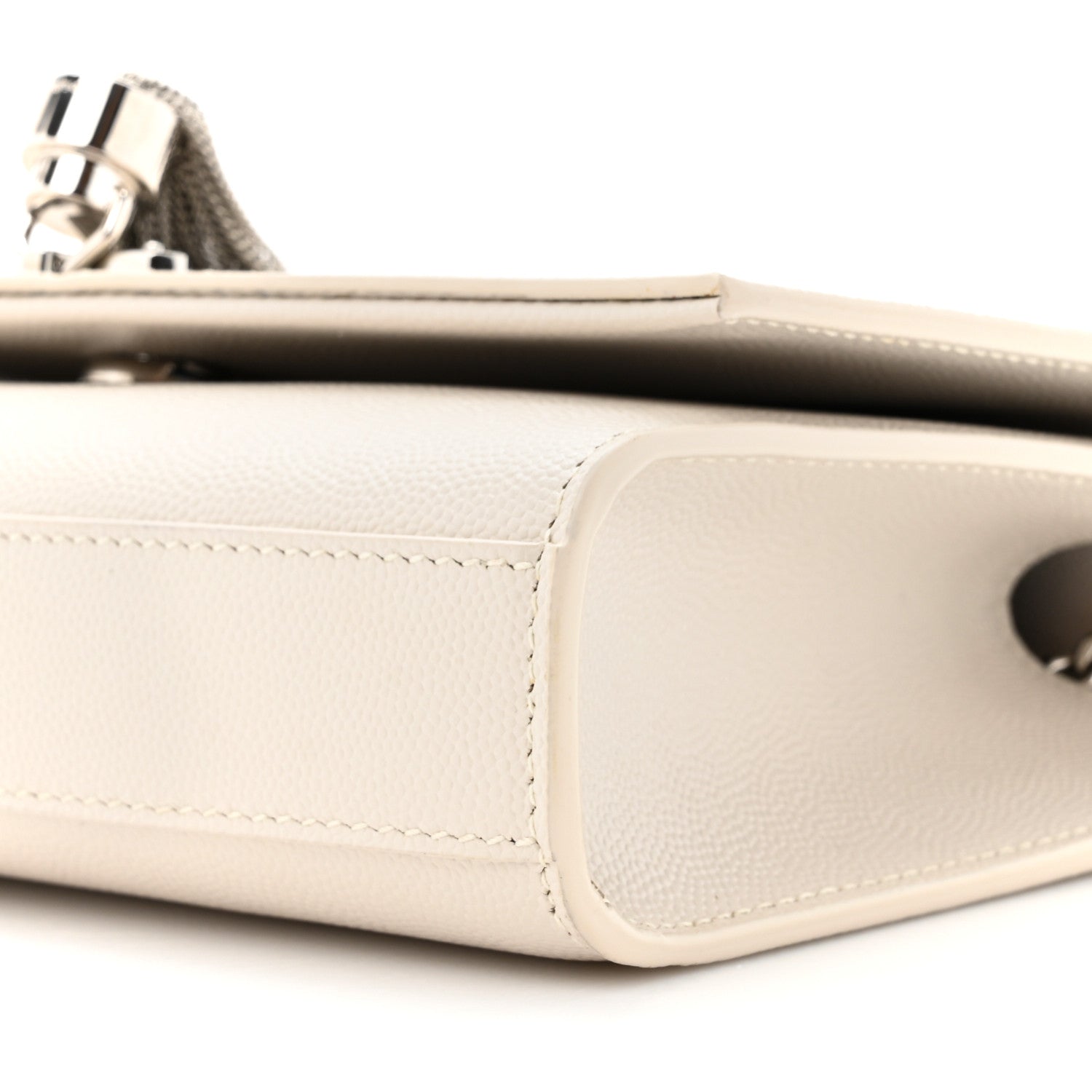 Saint Laurent Grain De Poudre Small Classic Monogram Kate Tassel Satchel Icy White 9 of 17