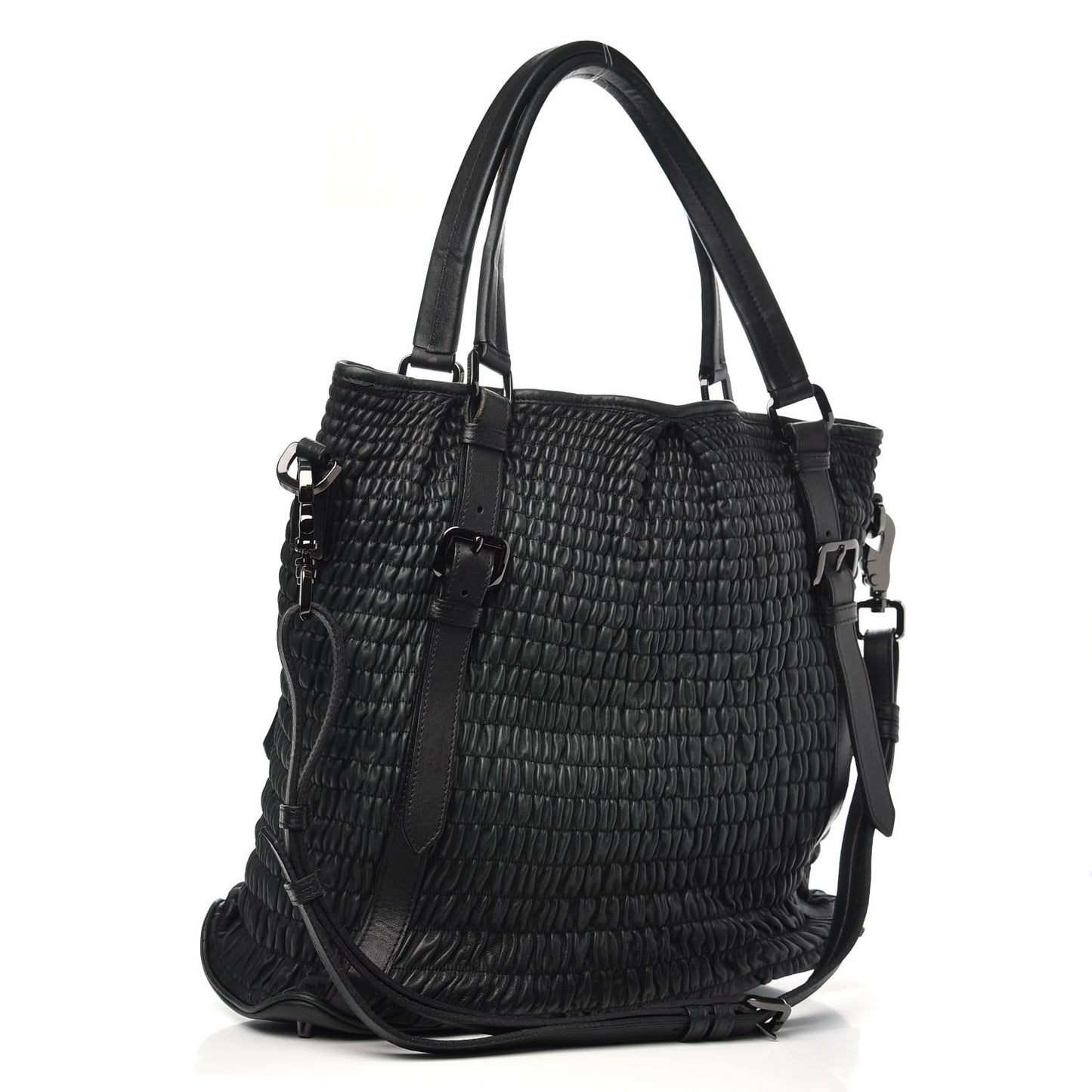 Calfskin Ruched Tote Green
