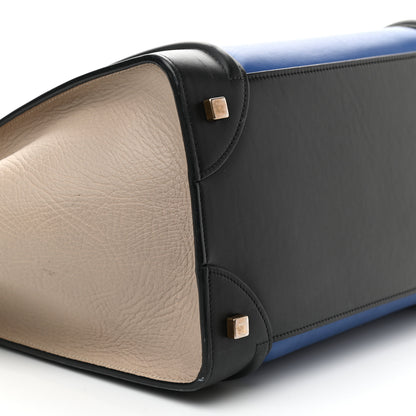 Celine Elephant Calfskin Mini Tri-Color Luggage Indigo 8 of 13