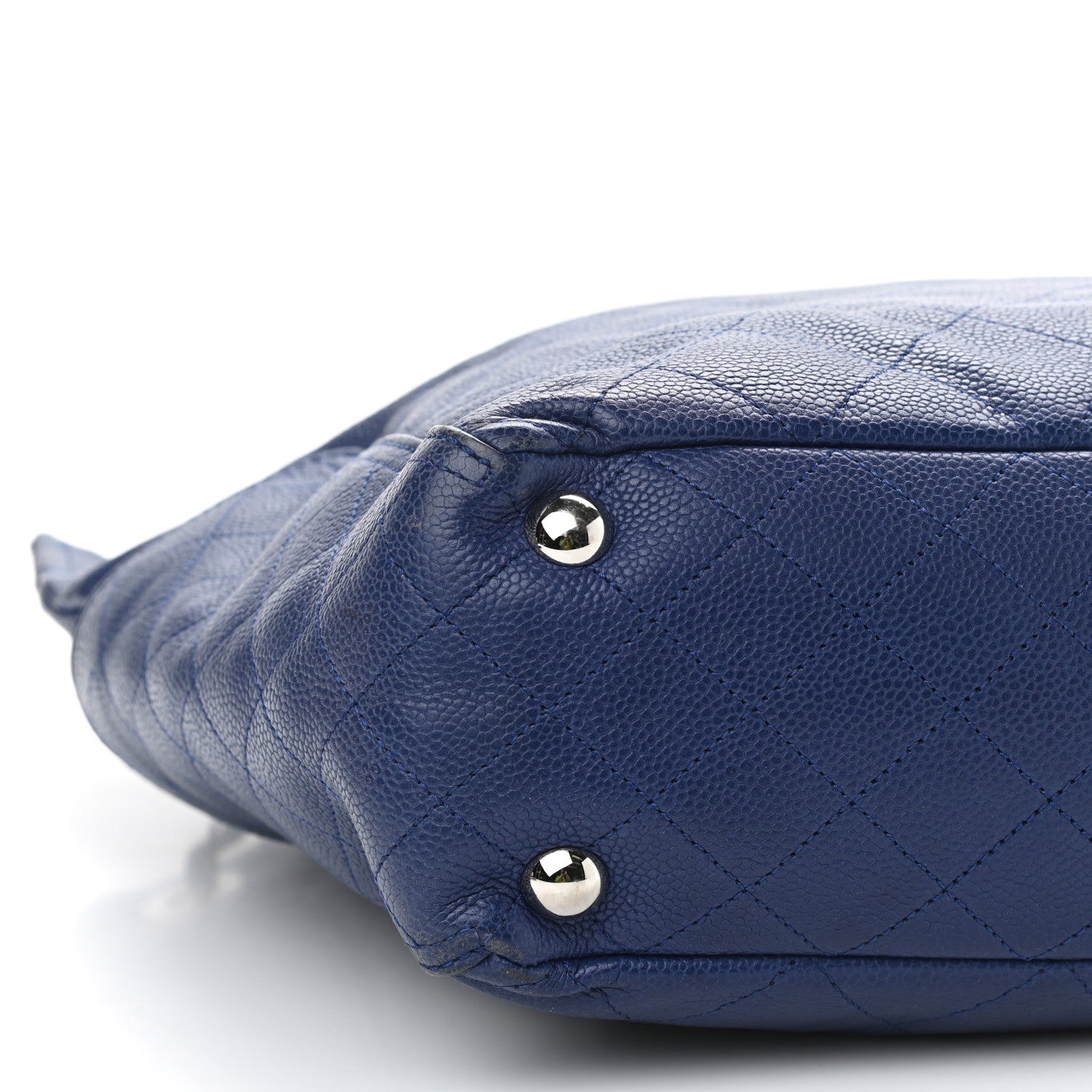 Chanel Grained Calfskin Stitched CC Pocket Tote Navy Blue 8 of 13