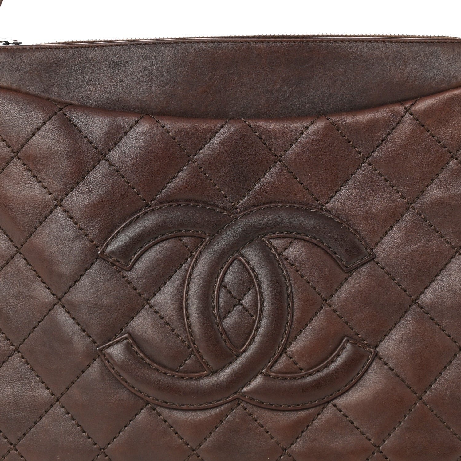 Chanel Calfskin Quilted CC Shoulder Bag Dark Brown 8 of 11