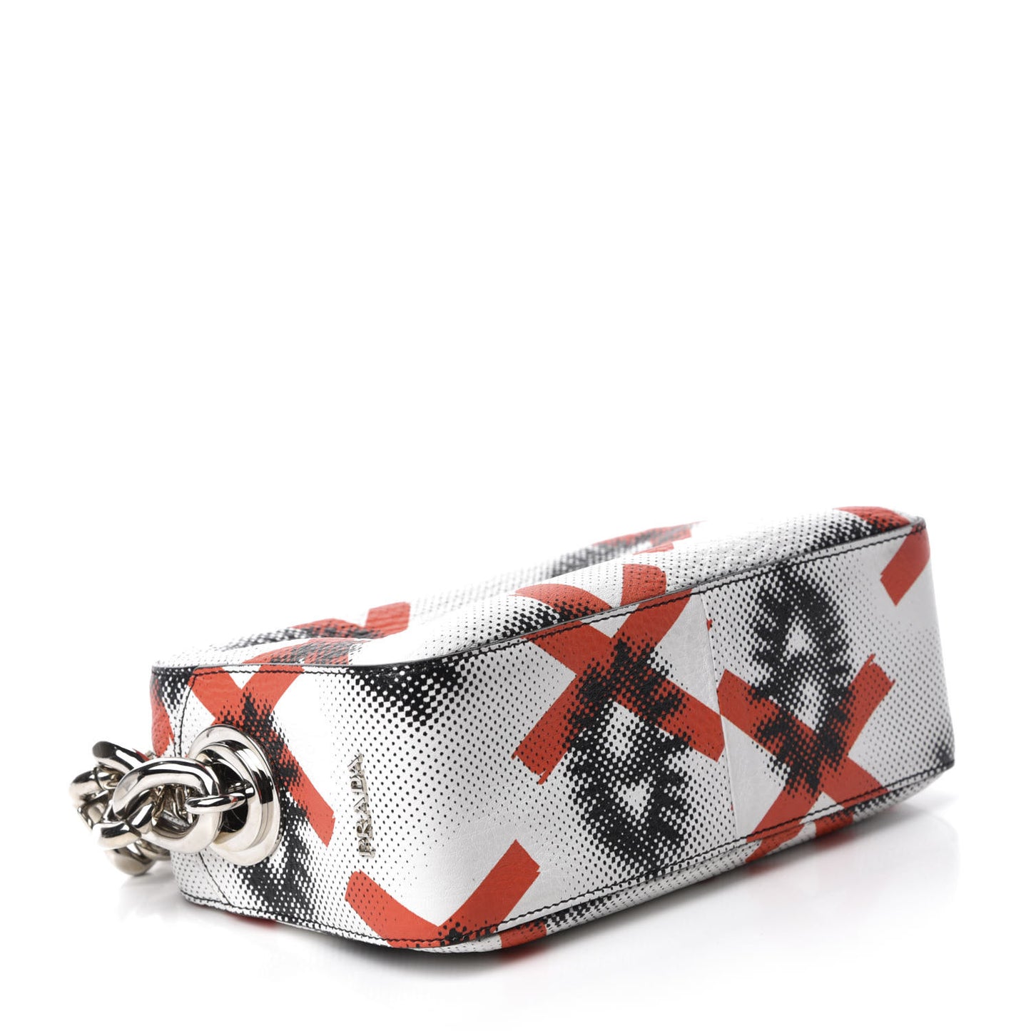 Vitello Daino Eye Inside Shoulder Bag Bianco Arancio