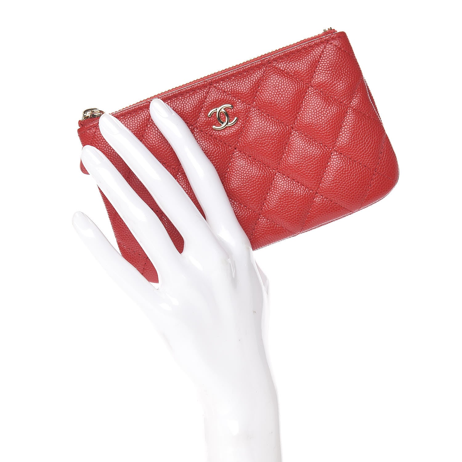 Chanel Caviar Quilted Small Cosmetic Case Red 2 of 9