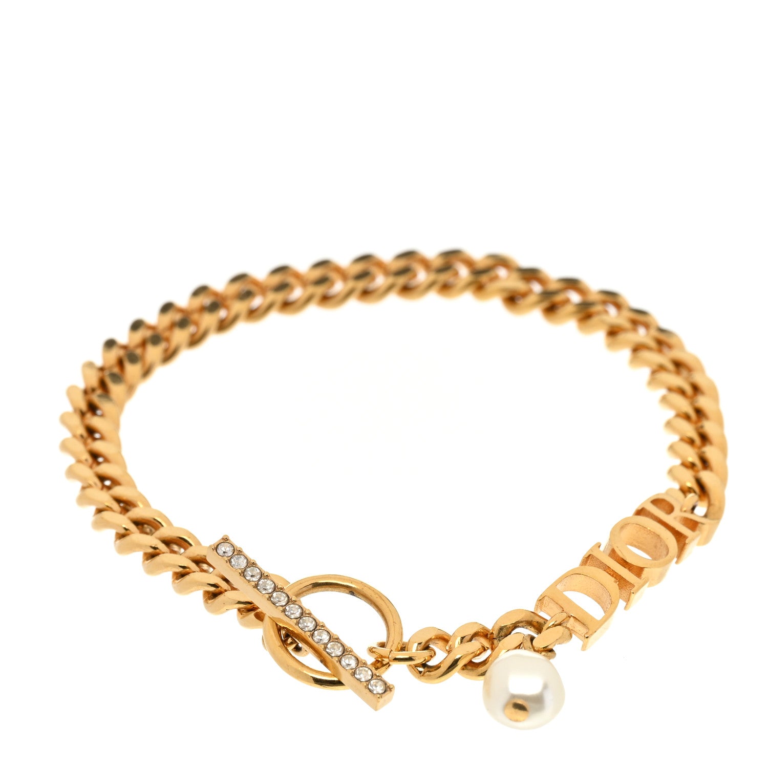 Christian Dior Metal Crystal Pearl Dio(r)evolution Bracelet Gold 1 of 4