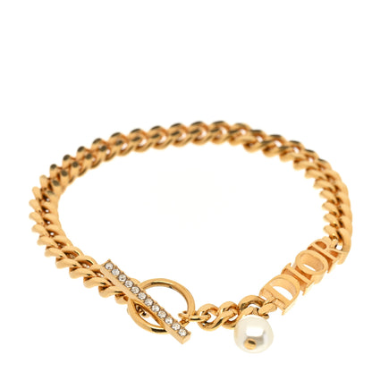 Christian Dior Metal Crystal Pearl Dio(r)evolution Bracelet Gold 1 of 4