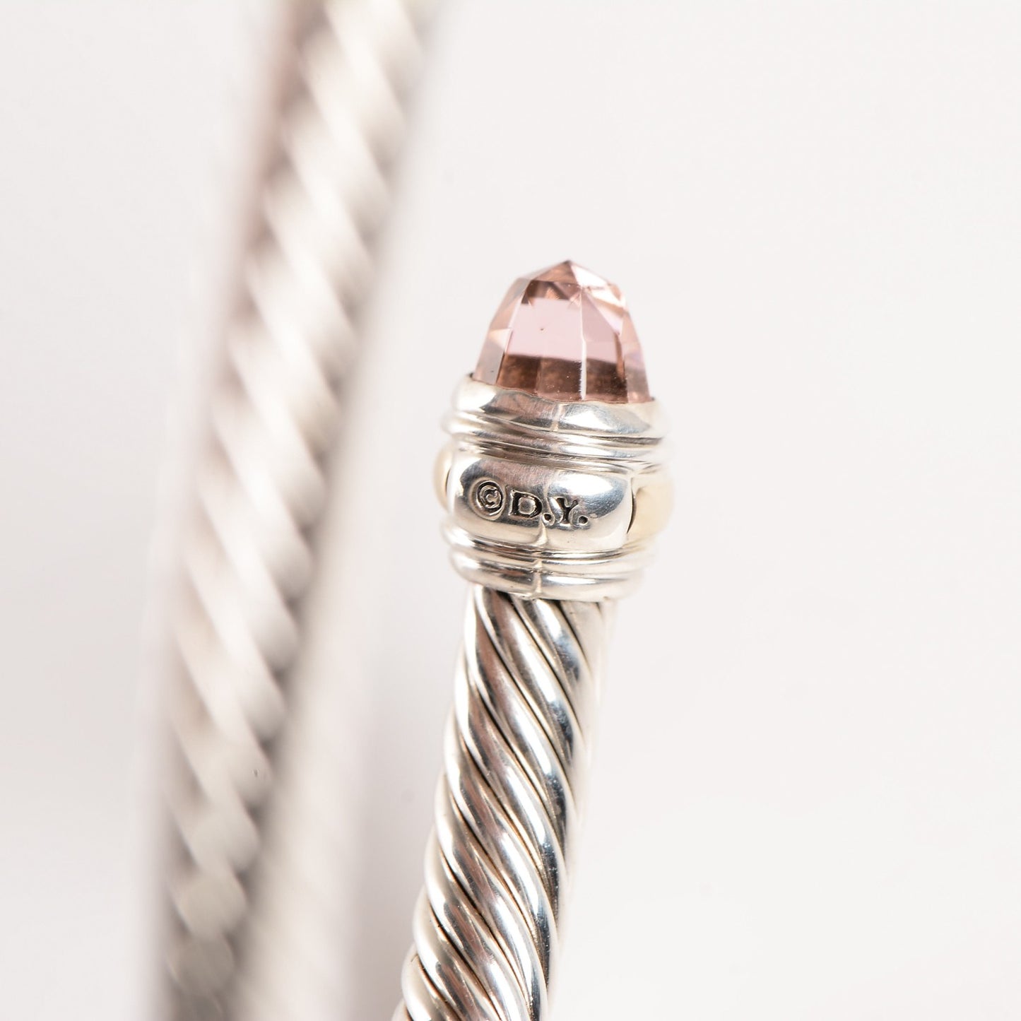 Sterling Silver 14K Yellow Gold Morganite 5mm Cable Classics Bracelet