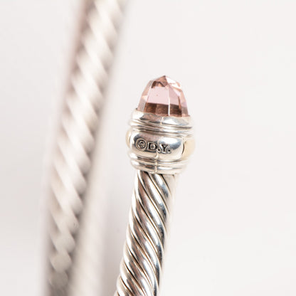 David Yurman Sterling Silver 14K Yellow Gold Morganite 5mm Cable Classics Bracelet 5 of 5