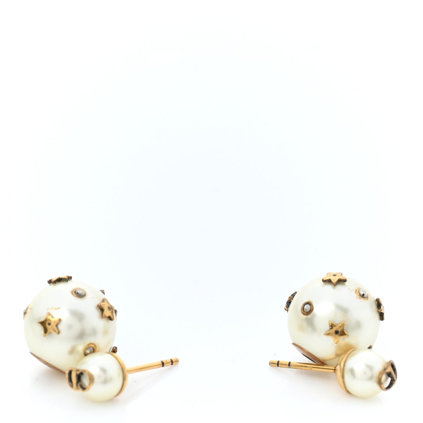 Pearl Mini Stars Tribales Earrings Gold